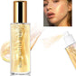Body Glitter Spray, Moisturizing Bronze Body Shimmer Luminizer Glow Illuminator Quick-Drying and Non-Sticky Liquid Highlighter Spray for Face Hair Glitter, 60ML -Gold