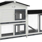 PawHut 62" Rabbit Hutch, Wooden Bunny Hutch, Guinea Pig Cage, Small Animal Enclosure with Run Area, Removable Tray, Asphalt Roof, Lockable Doors and Ramp, for Rabbits, Chickens, Ducks, White