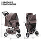 MoNiBloom Foldable Dog Strollers for Small Dogs with Weather Cover, 3 Wheels Pet Strolling Cart for Dogs and Cats with Storage Basket and Cup Holder, Breathable and Visible Mesh for All-Season, Coffee