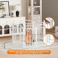 8 Panles Full Matel Freestanding Dog Gates with Door, 192"Extra Wide 36"Tall Free Standing Dog Pet Gate for Indoor & Outdoor. Foldable Pet Fences for Doorways, House, Stairs, Porch, Deck, Yard
