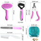 6ps Dog Cat Brush Grooming Kitf, Dog Cat Brushes, Bath Brush, Dematting Rake and Comb, Nail Clipper, Nail File, Flea Comb (Pink 6 Kits)