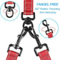 PetBonus Double Dog Leash, No Tangle Dual Leash, Reflective Walking Training Lead, 4 Comfortable Padded Handles for 2 Dogs with Collapsible Bowl and Waste Bags (Red, Large)