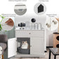 PETSITE Cat Litter Box Enclosure, Large Cat Washroom End Table with Drawer & 2 Doors, Wooden Cat House Storage Cabinet, Hidden Litter Box Furniture, White