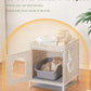 Cat Litter Box Enclosure Hidden Litter Box Furniture with Metal Heightened Feet, Rattan Handwoven Cat House with Litter Mat, Hidden Litter Box Furniture for Bedroom Living Room White