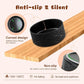 SPUNKYJUNKY Ceramic Elevated Dog Bowl Set with Acacia Wood Stand for Food and Water for Cats and Small Dogs (13.52 OZ, Black, Dog Paw Pattern)