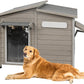 43" L Outdoor Extra Large Dog House with Removable Floor, Raised Feet, Anti-Chewing Iron Frame – Wooden Kennel with Asphalt Roof, Window for Indoor/Outdoor Use, Ideal for Medium to Large Dogs