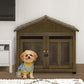 MCombo Wooden Dog House Furniture, Solid Wood Pet Kennel Indoor for Small/Medium Dogs, JD54 (Brwon, Medium)