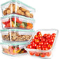 NutriChef 10-Piece Superior Glass Food Storage Containers Set (5 Containers + 5 Locking Lids),Stackable Meal-prep Design, BPA-free Airtight Clear Locking lids with Vent Lids & Air Hole, Green