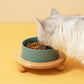 Ceramic Elevated Cat Food and Water Bowl, Kitty Bowl, Raised Cat Dish, Pet Feeder (5.1 in,1 x Dark Green + Stand)