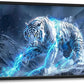 Quorin White Tiger Large Wall Art Wild Animal Pictures Lightning Tiger Wall Decor Snowy Mountain Canvas Print Painting Artwork for Bathroom Living Room Bedroom 36L x 24W