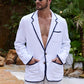 Luxurious Men's Bathrobe, Organic Cotton Terry Towelling Blazer, Leisure Cotton Bath Robe for Pool and beach