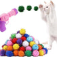 102Pcs Cat Toy Gun Launcher - 100 Sparkle Pom Pom Balls and 2 Ball Launchers, Interactive Fetch Toy Shooter for Indoor Cats and Kitty
