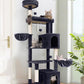 Globlazer Heavy Duty Cat Tree Tower, 73in Tall Cat Tree for Indoor Cats Large Adult, Cat Condo for Large Cats with 5 Scratching Posts, 2 Cat Caves, 2 Padded Perches, 2 Hanging Baskets, F73, Dark Gray