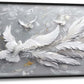 Quorin Feather Dove Bird Large Wall Art White Gray Holy Wings Pictures Peaceful Birds Flying Wall Decor Canvas Print Painting Artwork for Bathroom Living Room Bedroom 60L x 30W