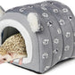 Hedgehog Bed Cave Hideout Hedgehog House Hedgehog Accessories, Hamster Small Animals Cage Supplies Warm House (Grey)