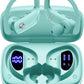 bmani Ear Buds Wireless Earbuds Bluetooth Headphones with 80H Playtime LED Display Case, Over-Ear Hook with Mic, Stereo Sound, Easy Button Controls, Sports Earphones for Running Workout Gym Mint Green