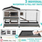 62" Rabbit Hutch with Chew-Proof Ramp & Waterproof Roof - Indoor/Outdoor Bunny Cage, 2-Story Design, 6 Lockable Caster Wheels & Dual Pull-Out Trays (Brown)