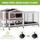 Outdoor Rabbit Hutch Indoor Bunny on Wheels Large Guinea Pig Cage with Run for Any Small Animals,Removable Pull Out Tray White