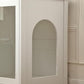 Cat Litter Robot Enclosure with Cat-Observant Glass Doors,Litter Robot Cabinet with Cozy LED for Cats,Reversible and Optional Entry(Left or Right),Power Outlet for More Choice, (White)