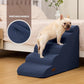 5-Step Dog Stairs and Ramp for High Bed, Non-Slip Sturdy Pet Steps for Small Dogs and Cats,22.2" H,Blue