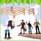 27 Pcs Horse Ranch Playset, 5 Horse Figurines 3 People Figurines 8 Fence 3 Model Trees 1 Moss Mat for Diorama Project Educational Gift Cake Topper