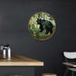 Lygond Metal Sign Tin Sign Circular Stained Glass American Black Bear Funny Bathroom Wall Decor for Restaurant 12×12 Inches