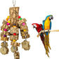 MYFAMIREA Parrot Chewing Toys Bird Toys Natural Wood Bird Toys Parakeet Cage Hammock Hanging Toy for Parrots, Cockatoos, African Grey, Cockatiels Small and Medium Birds