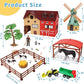 Farm Animals Figurines Toys -140 pcs Toy Set Barn Toy Horse Stable Tractor Trailer Windmill Farmer Fence Playset for Kids Toddlers Boy Girl 3-7 Years Old