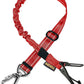 AUBELL Dog Seat Belt for Car,Updated 3-in-1 Adjustable Reflective Bungee Heavy Duty Dog Car Harness Tether with Clip Hook Latch & Buckle,Swivel Zinc Alloy Carabiner,Red