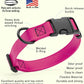 Dogline Biothane Waterproof Dog Collar with Quick Release Buckle Strong Coated Nylon Webbing with Odor- Proof for Easy Care Easy to Clean Fits Small Medium Large Dogs, Magenta Pink 3/4" W 12-19" L