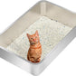 Kichwit Extra Large Stainless Steel Cat Litter Box with High Sides, Easy to Clean, Smooth Surface, Rust Resistant, 23.6" x 15.7" x 10" (with Lid)