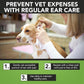 NOVEHA - Dog Ear Cleaner Wipes, Daily Ear Cleaner for Dogs & Cats - Stop Ear Itching with Aloe, Eucalyptus & Witch Hazel Ear Wipes for Dogs - for Odor Control, Dirt and Wax Removal, Unscented (150 Ct)