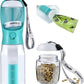 Dog Water Bottle with Food Container & Poop Bag Holder, Travel Water Bowl, Portable Pet Dispenser, Dog Stuff Accessories Items, Puppy Essentials Necessities for Yorkie Chihuahua Walking Hiking