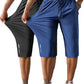 Men's Capri Pants 3/4 Joggers Gym/Workout/Hiking Below Knee Long Shorts Lightweight Quick Dry with Zipper Pockets