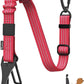 Pawaboo Dog Seatbelt for Car, 3-in-1 Dog Seat Belt Bungee, Shockproof Dogs Tether for Car with Buckle & Hook Latch, Adjustable Reflective Dogs Cars Harness Leash with 360° Lockable Buckle, Red