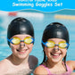 Kids Swim Goggles, Anti-fog and UV Protection with Swim Cap for Age 3-15 Youth Boys Girls Toddler