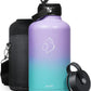 BUZIO 64oz Insulated Water Bottle Stainless Steel Double Wall Leak Proof Half Gallon with Straw Lid and Flex Cap (Cold for 48 Hrs) Sports Flask Metal Travel Mug for Hiking, Camping, Purple Green