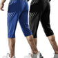 Men's Capri Pants 3/4 Joggers Gym/Workout/Hiking Below Knee Long Shorts Lightweight Quick Dry with Zipper Pockets