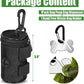 Dog Poop Bag Holder for Leash Attachment - Waste Bag Dispenser for Leash - Fits Any Dog Leash - Portable Set with Hand Free Holder Metal Carrier, Black Round Shape