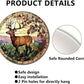 Lygond Metal Sign Tin Sign Circular Stained Glass Deer Vintage Sign for Restaurant 8×8 Inches