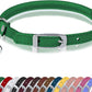 OOPSDOGGY Rolled Leather Cat Collar with Bell, Reflective Kitten Collars with Buckle Include Safety Elastic Strap - Adjustable Small Pet Collars for Boy Girl Cats (Green)