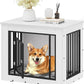YITAHOME 30.1" L Dog Crate Furniture for Medium Dogs, 2-in-1 Iron-Wood Fusion Dog cage Indoor up to 35 lb, Side End Table, Modern Dogs Kennel with Waterproof Top, Safety Corners,Steel Lock,White