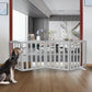 ZJSF Foldable Freestanding Indoor Dog Gate for House Wood Long Pet Gates Dog Fence for Stairs Puppy Gates for Hallways, Puppy Gate,Support Feet Included, Grey, 24 "Height-4 Panels