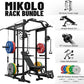 Mikolo Power Cage, Power Rack with Cable Crossover System, 1500LBS Squat Rack with LAT Pull Down System, Workout Cage with Pulley System for Fitness Home Gym