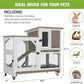 GUTINNEEN Rabbit Hutch Indoor Mobile Bunny Cage with Run Wooden 2 Story Guinea Pig Cage Outdoor for Small Animals with Wheels,Two Deeper No Leak Trays(Grey)