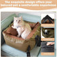 Dog Car Seat for Small Dogs, Large Leather Dog Car Bed with Storage Pocket, Waterproof PVC Leather Booster Seat Travel Bed for Front & Back Seat, Clip-On Safety Leash (Green/Brown)