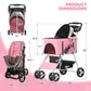 Magshion Foldable Pet Stroller, 3-in-1 Dog Travel Jogger with Detachable Carrier, Cup Holder, Storage Basket, Folding Carrier for Small/Medium Dogs & Cats Up to 33 lbs, Pink