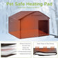 Heated Dog House Outdoor with Bowls Weatherproof Dog Kennel with Heating Pad Anti-Chewing Iron Frame Dog Shelter for Small Medium Dogs(Wooden Brown)