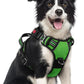 rabbitgoo Dog Harness Medium Sized, No Pull Dog Vest with 3 Buckles, Adjustable Soft Padded Pet Harness with Easy Control Handle and Reflective Strips, Green, M