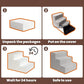 MEWANG Dog Stairs for Small & Medium Dogs and Old Cats –3/4/ 5 Steps High-Density Foam Pet Ramp for Bed & Couch, Non-Slip, Washable Cover, Grey (Square Corner, 4 Steps: 23.94''×18.27''×14.96'', 2)